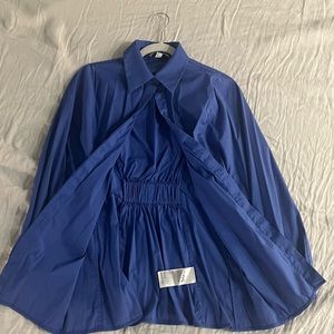 Cos blue shirt with waist-in detail